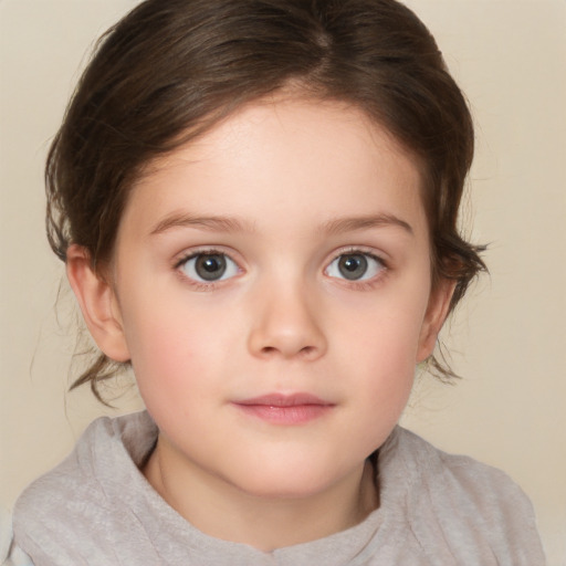 Neutral white child female with medium  brown hair and brown eyes