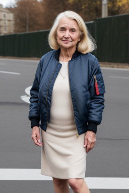 Caucasian elderly female with  blonde hair