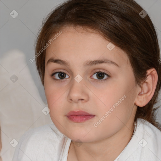 Neutral white child female with medium  brown hair and brown eyes