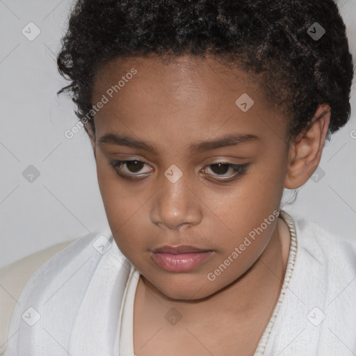 Neutral white child female with short  brown hair and brown eyes