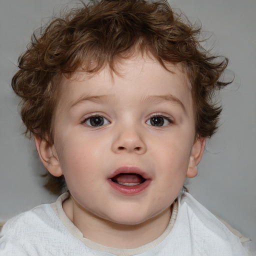 Neutral white child male with medium  brown hair and brown eyes