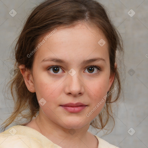 Neutral white child female with medium  brown hair and brown eyes