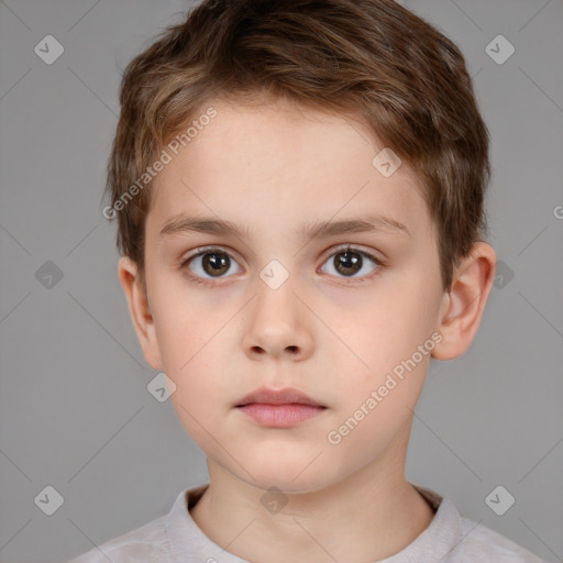 Neutral white child male with short  brown hair and brown eyes