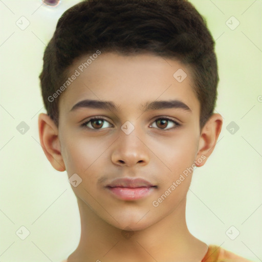 Neutral white child male with short  brown hair and brown eyes