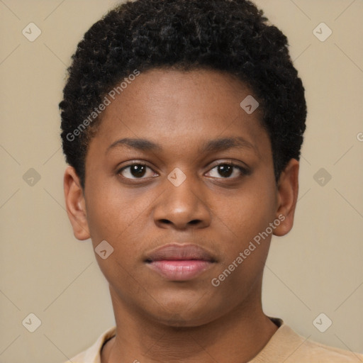 Neutral black young-adult male with short  brown hair and brown eyes