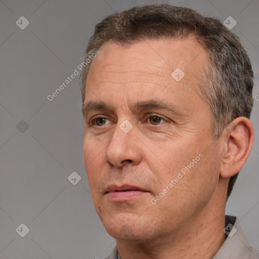 Neutral white adult male with short  brown hair and brown eyes