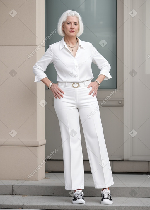 American 45 years female with  white hair