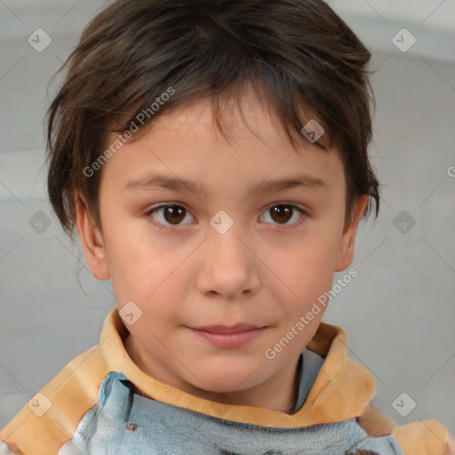 Neutral white child female with short  brown hair and brown eyes