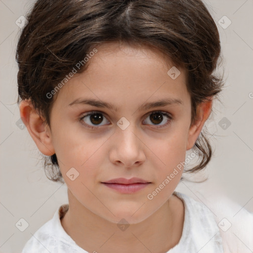 Neutral white child female with medium  brown hair and brown eyes