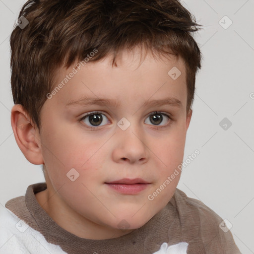 Neutral white child male with short  brown hair and brown eyes