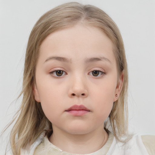 Neutral white child female with medium  brown hair and brown eyes