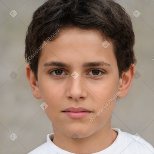 Neutral white child male with short  brown hair and brown eyes