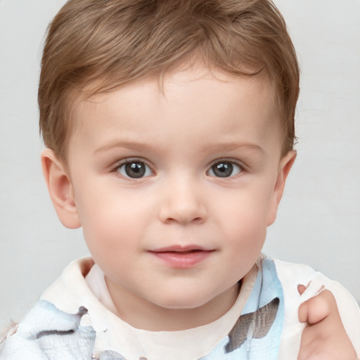 Neutral white child male with short  brown hair and brown eyes