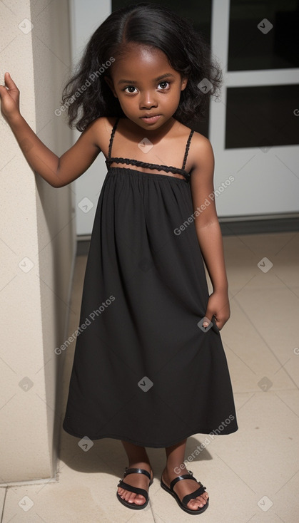 African american child female with  black hair