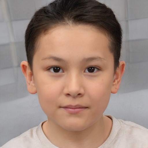 Neutral white child female with short  brown hair and brown eyes