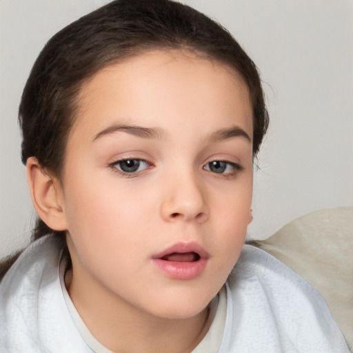 Neutral white child female with medium  brown hair and brown eyes