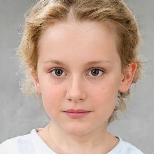 Neutral white child female with medium  brown hair and brown eyes