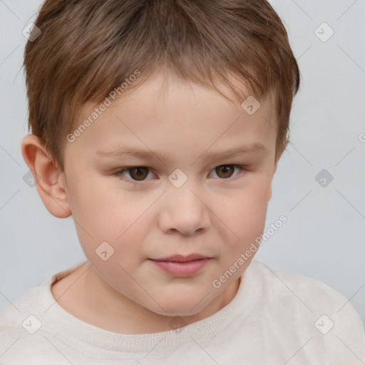 Neutral white child male with short  brown hair and brown eyes