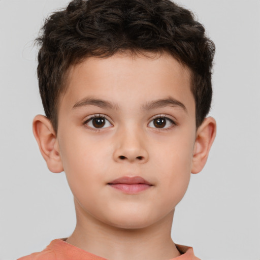 Neutral white child male with short  brown hair and brown eyes