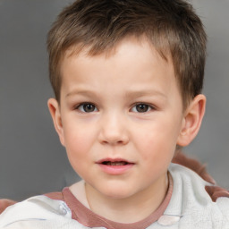 Neutral white child male with short  brown hair and brown eyes