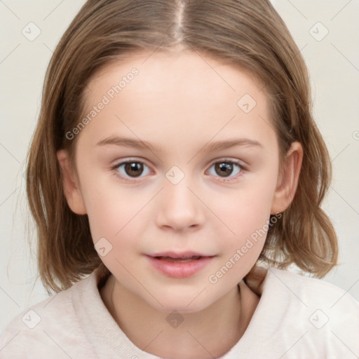 Neutral white child female with medium  brown hair and brown eyes