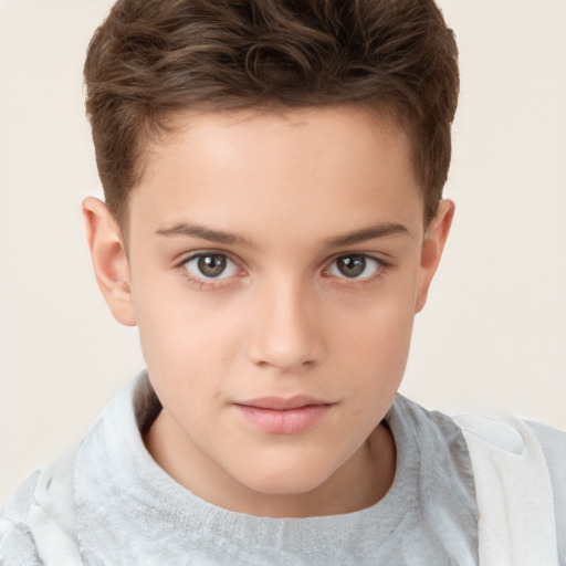 Neutral white child male with short  brown hair and brown eyes