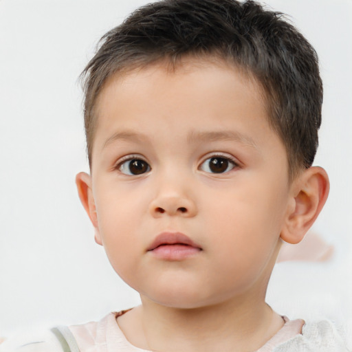 Neutral white child male with short  brown hair and brown eyes