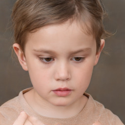 Neutral white child female with short  brown hair and brown eyes