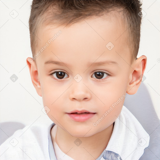 Neutral white child female with short  brown hair and brown eyes