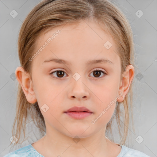 Neutral white child female with medium  brown hair and brown eyes