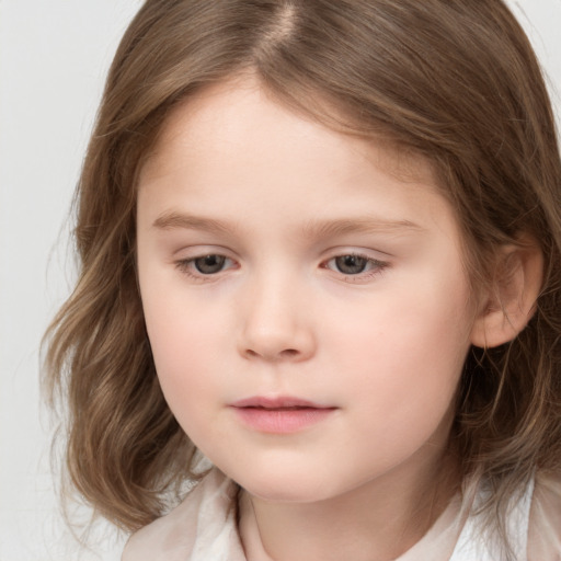 Neutral white child female with medium  brown hair and brown eyes