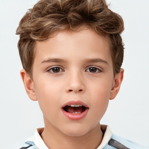 Neutral white child male with short  brown hair and brown eyes