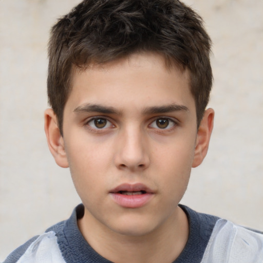 Neutral white child male with short  brown hair and brown eyes