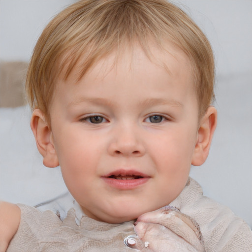 Neutral white child female with short  brown hair and blue eyes