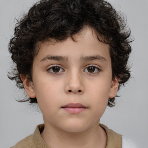 Neutral white child male with medium  brown hair and brown eyes