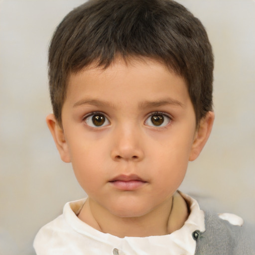 Neutral white child male with short  brown hair and brown eyes