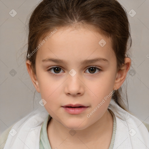 Neutral white child female with medium  brown hair and brown eyes