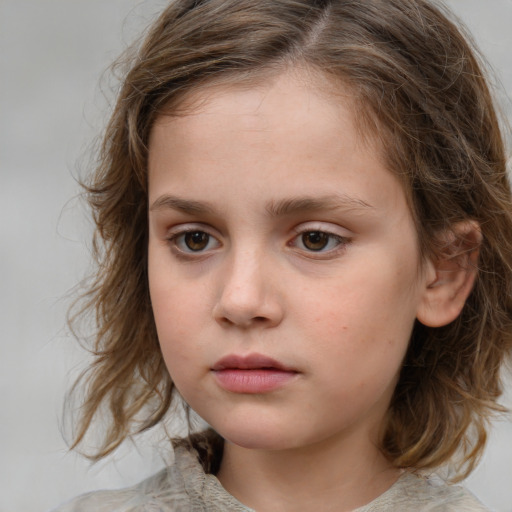 Neutral white child female with medium  brown hair and brown eyes