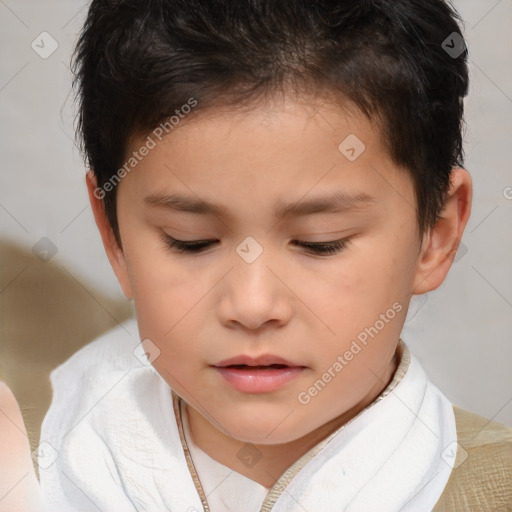 Neutral white child male with short  brown hair and brown eyes