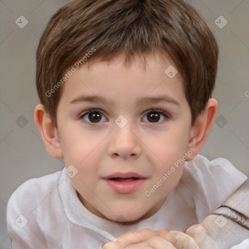 Neutral white child male with short  brown hair and brown eyes