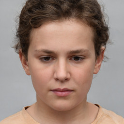 Neutral white young-adult female with short  brown hair and brown eyes