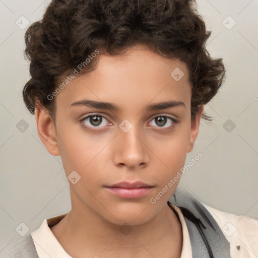 Neutral white child male with short  brown hair and brown eyes