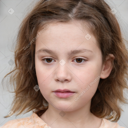 Neutral white child female with medium  brown hair and brown eyes