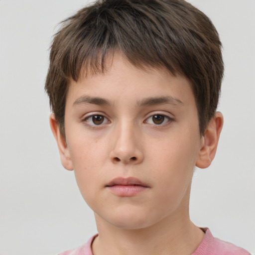 Neutral white child male with short  brown hair and brown eyes