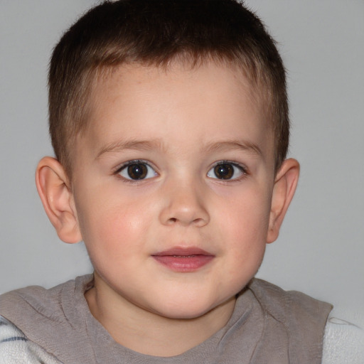 Neutral white child male with short  brown hair and brown eyes