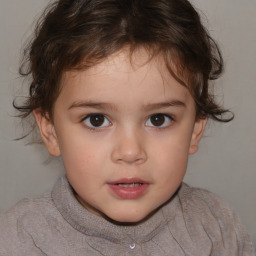 Neutral white child female with short  brown hair and brown eyes
