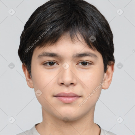 Neutral asian young-adult male with short  brown hair and brown eyes