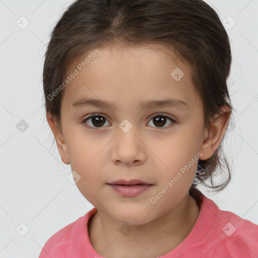 Neutral white child female with medium  brown hair and brown eyes