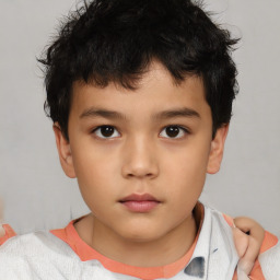 Neutral asian child male with short  brown hair and brown eyes