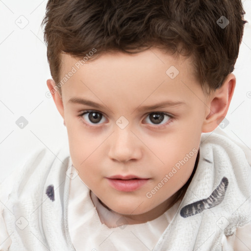 Neutral white child male with short  brown hair and brown eyes